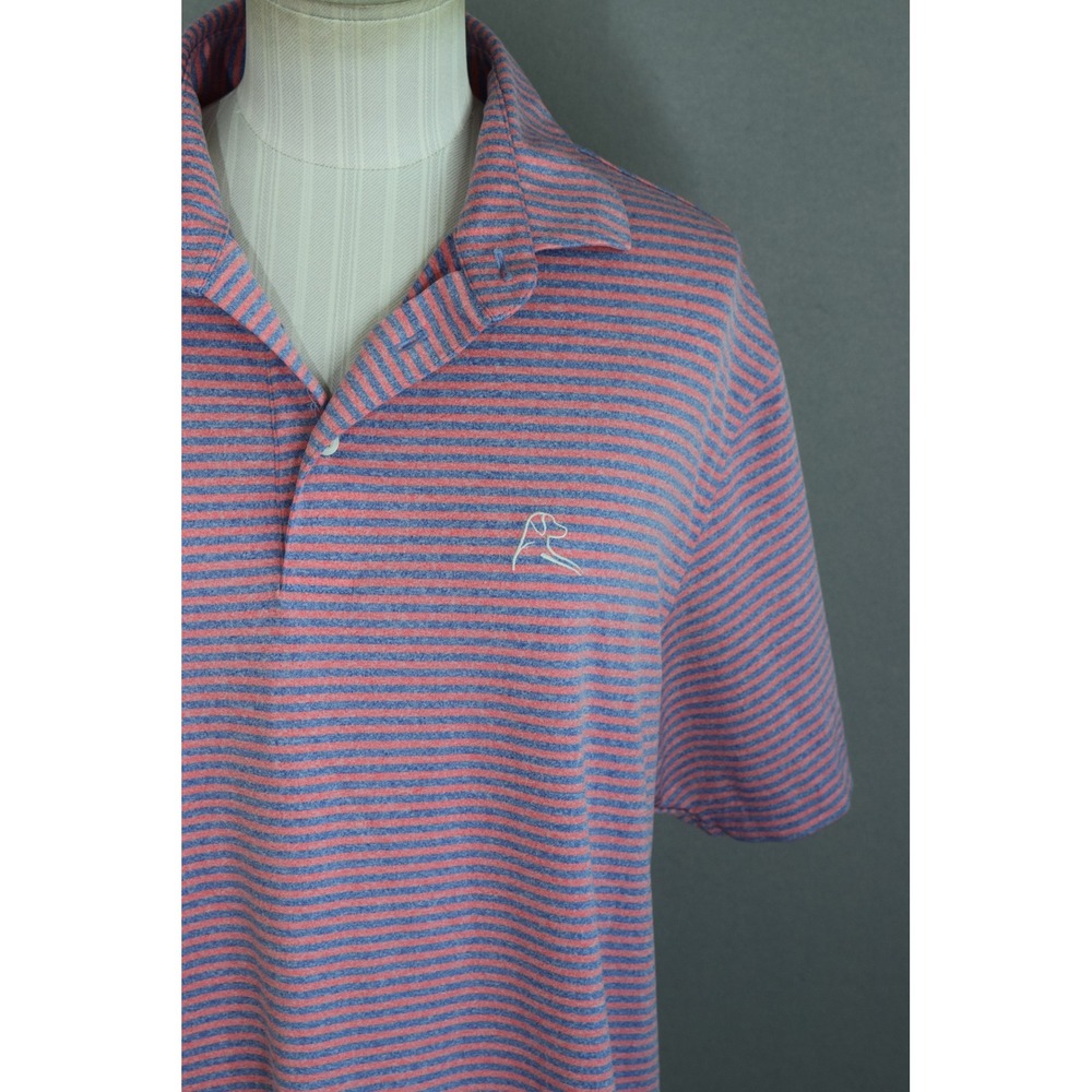 Rhoback Polo Shirt Large Pink Purple Striped Performance Stretch Mens Golf Top